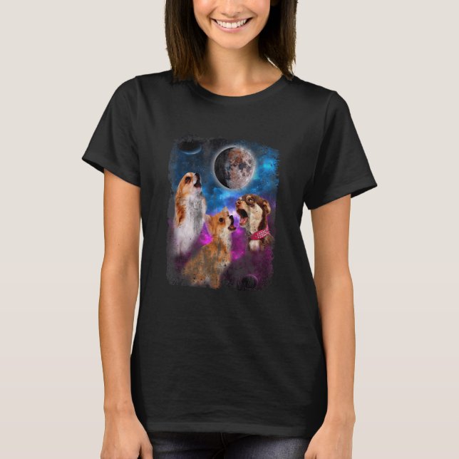 T-shirt Three Dog Chihuahuas Howl At Moon 3 Dogs Wolves Pa (Devant)