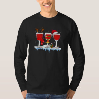 T-shirt Three Glass Of Red Wine Drinker Christmas