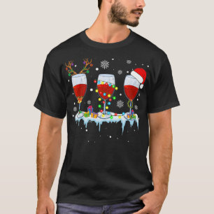T-shirt Three Glass Of Red Wine Funny Drinker Christmas