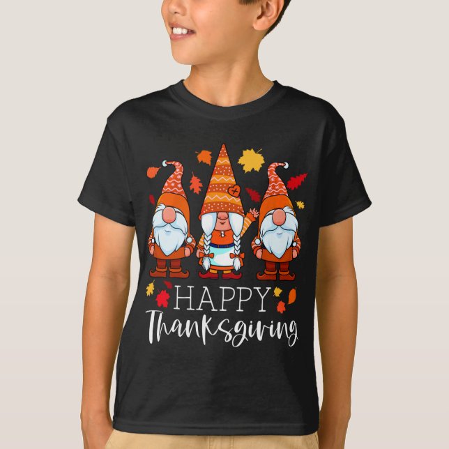 T-shirt Three Gnomes Happy Thanksgiving Gnomes Affaire Gno (Devant)