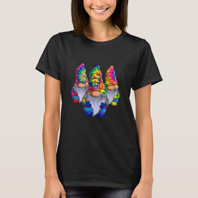 T-shirt Three Hippie Gnomes Peace Gnome  Retro Tie Diy (Devant)