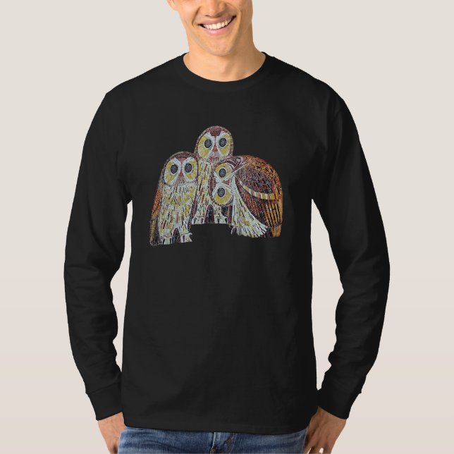 T-shirt Three Owls Detailed Vector In Nouveau Style (Devant)
