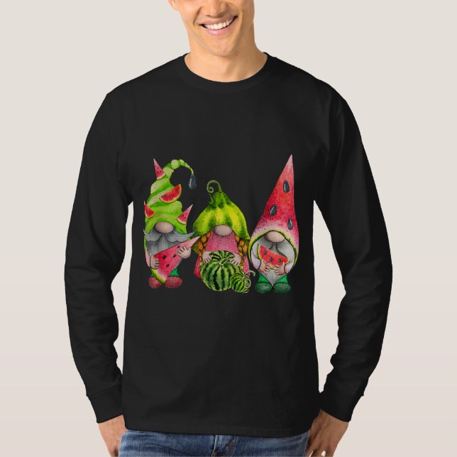T-shirt Three Watermelon Garden Gnomes Tomte Swedish Scand (Devant)