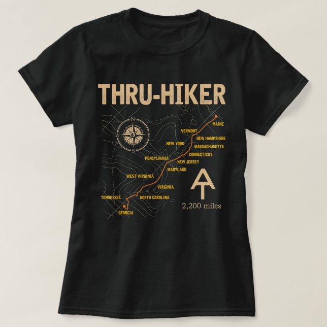 T-shirt Thruh Hiker Appalachian Trail Hiking  (Design devant)
