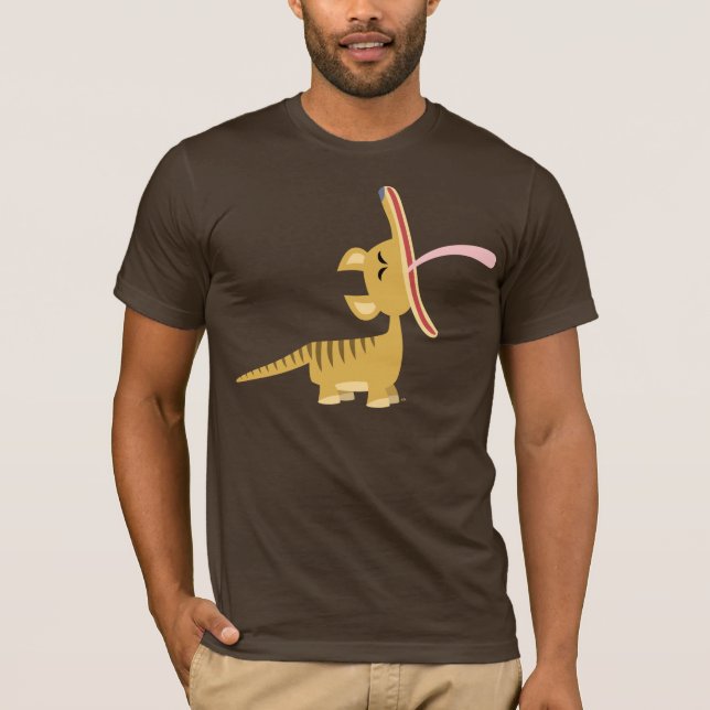 T-Shirt Thylacine en Yawning Cartoon mignon (Devant)