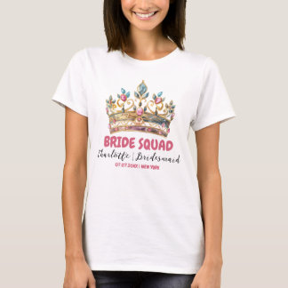T-shirt Tiara Bride Squad Bridesmaid Nom Bachelorette