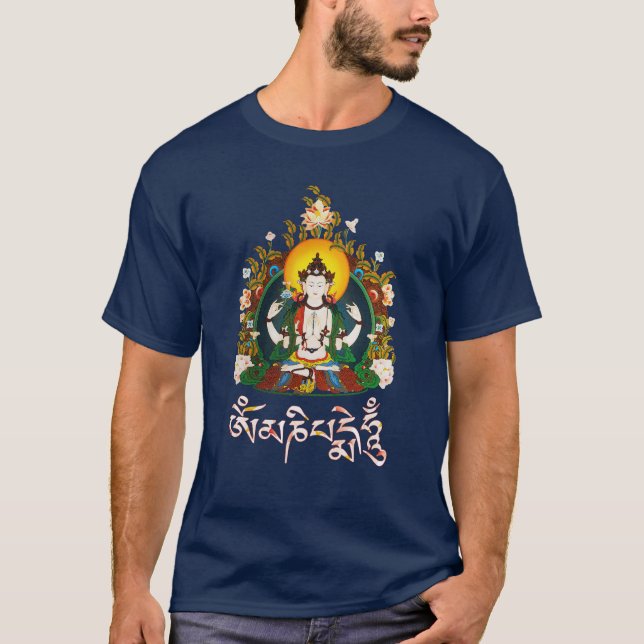 T-shirt Tibétain de bourdonnement de Bouddha Amitabha OM (Devant)