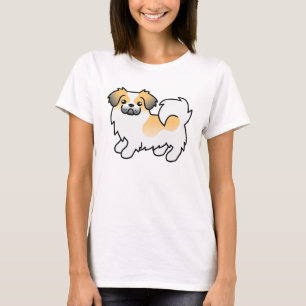 T-shirt Tibétain Spaniel Cartoon Chien Fawn Sable Parti-co