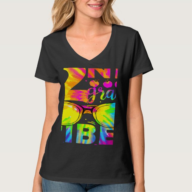 T-shirt Tie Dye 2nd Grade Vibes Teacher First Day Of Back  (Devant)
