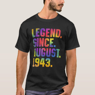 T-shirt Tie Dye 80e Anniversaire Légende depuis août 1943 