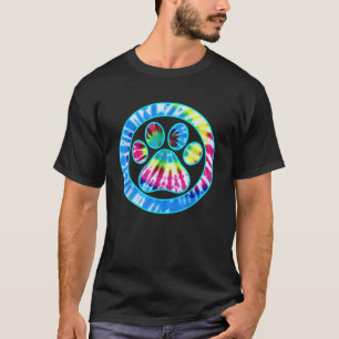T-shirt Tie Dye Animal Chat Chien Empreinte de patte Anima