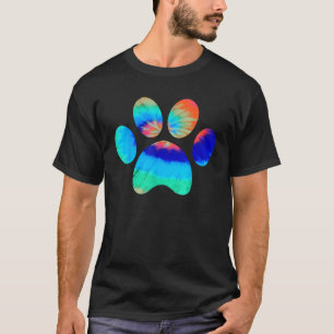 T-shirt Tie Dye Animal Chat Chien Empreinte de patte Anima