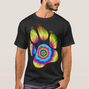 T-shirt Tie Dye Animal Chat Chien Empreinte de patte Pour 