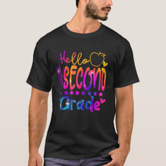 T-shirt Tie Dye Bonjour 2e année Enseignant 1er jour O