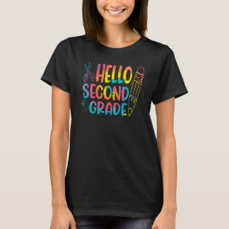 T-shirt Tie Dye Bonjour 2e année Enseignant 1er jour O