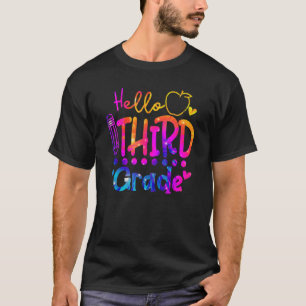 T-shirt Tie Dye Bonjour 3e année Enseignant 1er jour de