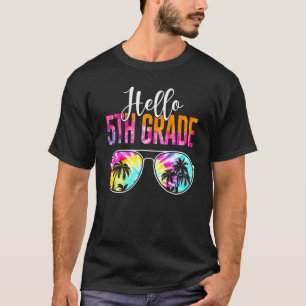 T-shirt Tie Dye Bonjour Enseignant de 5e année Premier jou