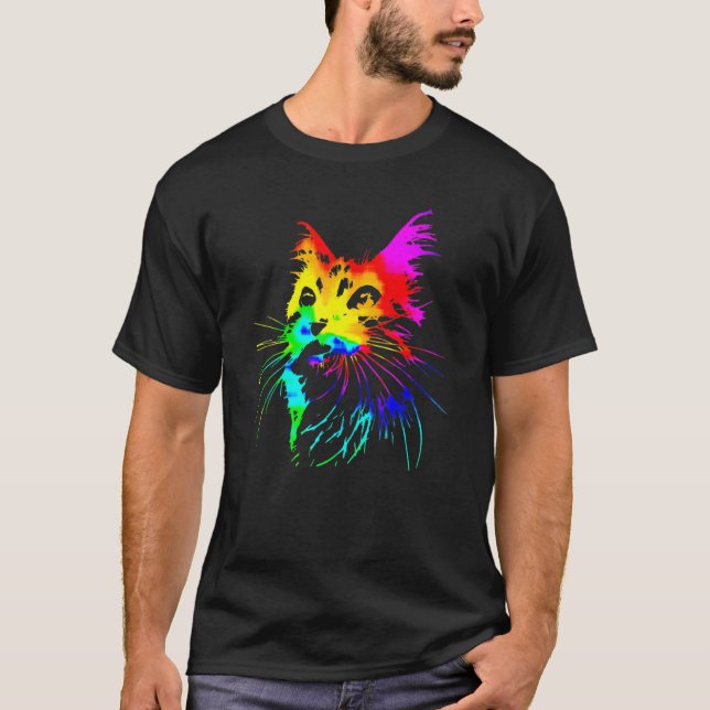 T-shirt Tie Dye Ca  Colorful Tye Dye Kitten (Devant)
