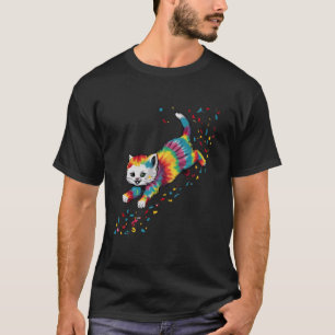 T-shirt Tie Dye Chat Conception Colorée Type Tee Kitten Po