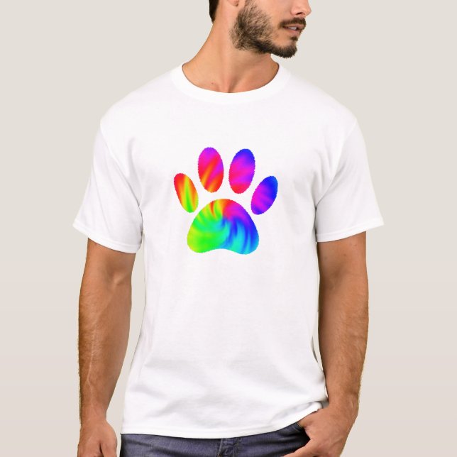 T-shirt Tie Dye Chien Empreinte de patte Graphic (Devant)