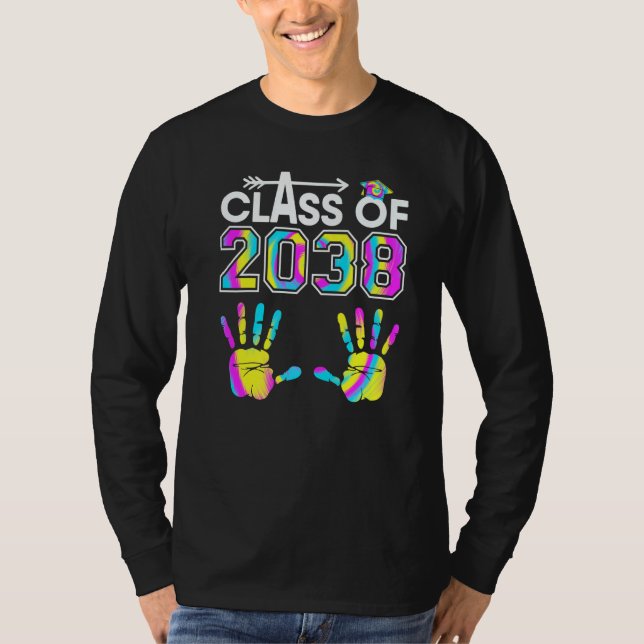 T-shirt Tie Dye Class Of 2038 Kindergarten Handprint Grow  (Devant)