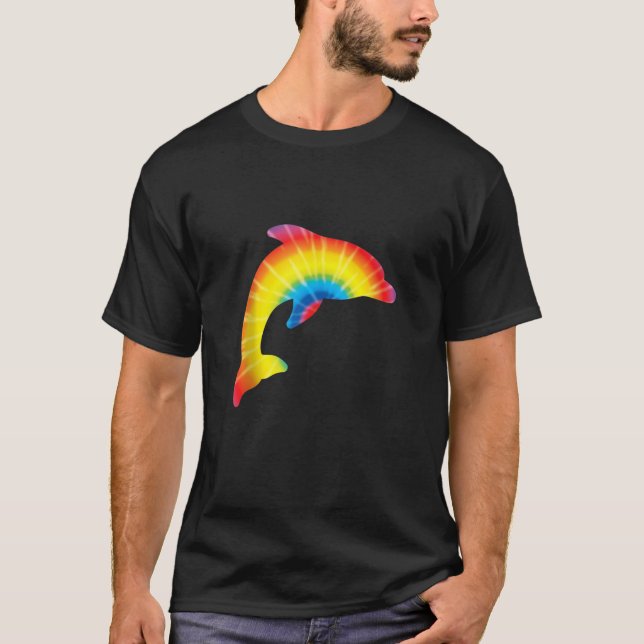 T-shirt Tie Dye Dolphin arc-en-ciel Imprimer Beluga Hippie (Devant)