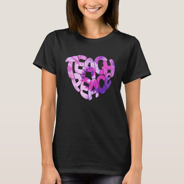 T-shirt Tie Dye Enseigner Peace Heart Inspiration Hippie E (Devant)