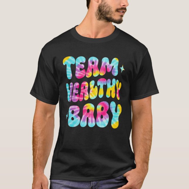 T-shirt Tie Dye gender reveal team healthy baby cute match (Devant)