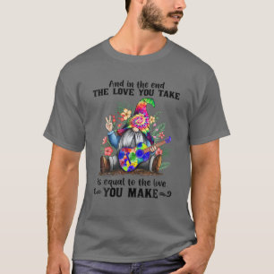 T-shirt Tie Dye Gnome Peace Playing Gui-Tar Hippie Gnome C