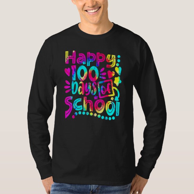 T-shirt Tie Dye Happy 100th Day Of School Teacher Student  (Devant)