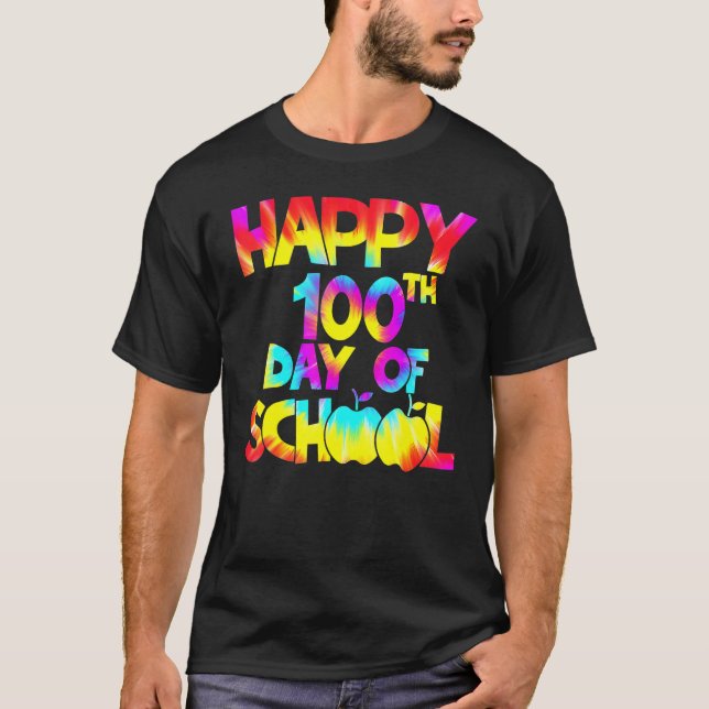 T-shirt Tie Dye Happy 100th Day Of School Teacher Student  (Devant)