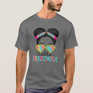 T-shirt Tie Dye Hello Preschool Little Miss Retour À L'Éco