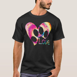T-shirt Tie Dye Love Chien Empreinte de patte Animal Paw C