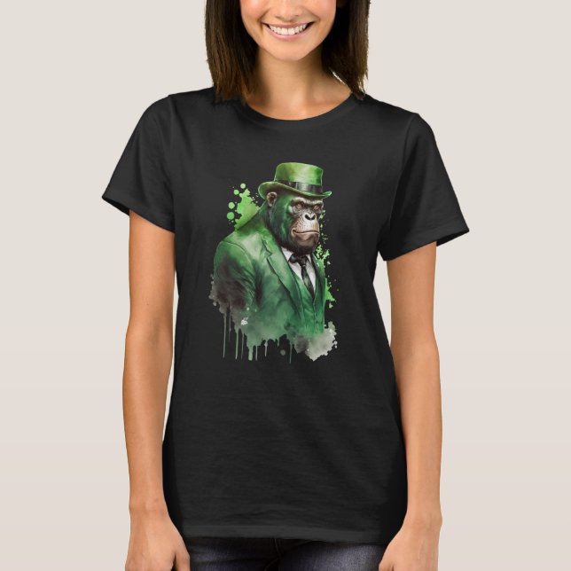 T-shirt Tie Dye Monkey Tuxedo Leprechaun Casquette St Patr (Devant)