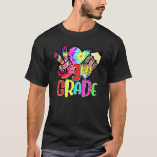T-shirt Tie Dye Peace Love Étudiante de 3e année Retournez