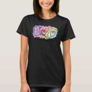 T-shirt Tie Dye Peace Love Rn Stethoscope Infirmière inscr