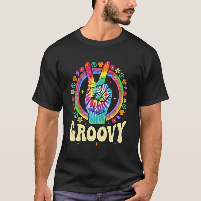 T-shirt Tie Dye Peace Signale Amour Super Hippie Party Pou (Devant)
