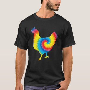 T-shirt Tie Dye Poulet en arc-en-ciel Imprimer Hen Fowl Hi