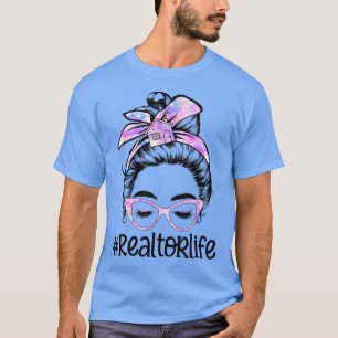 T-shirt Tie Dye Realtor Life Messy Bun Lunettes Cadeaux Fe