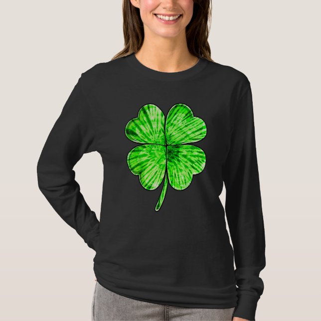 T-shirt Tie Dye Shamrock Lucky Four Leaf C St Patrick's Da (Devant)