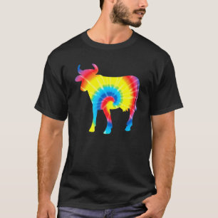 T-shirt Tiedye Vache Arc-en-ciel Imprimé Génisse Ferme Hip