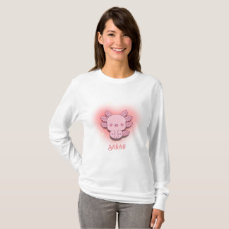 T-shirt Tierno Ajolote Kawaii con Corazones Brillantes