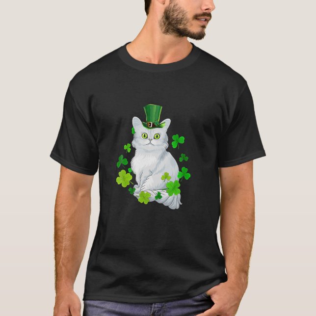 T-shirt Tiffany Chat Shamrock Bonne St Patrick's Day Chat  (Devant)