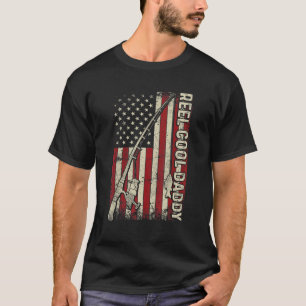 T-shirt Tige de pêche de Papa Super Cool Américain Drapeau