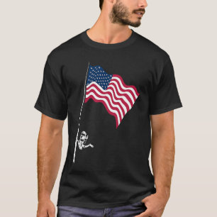 T-shirt Tige de pêche du 14 juillet USA Drapeau Américain