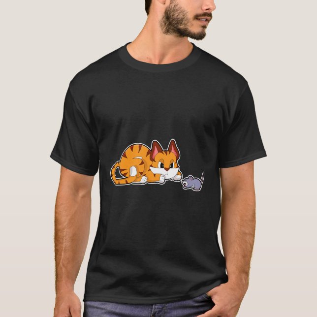 T-shirt Tiger chat avec souris (Devant)