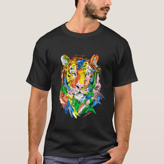 T-shirt Tiger colourful animal art animal lovers tiger (Devant)