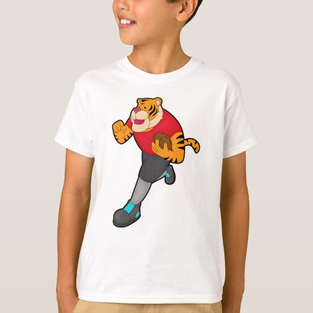 T-shirt Tiger comme joueur de football avec football (Devant)