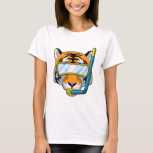T-shirt Tiger comme plongeur avec tuba