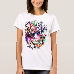 T-shirt Tiger Dessin coloré Art Abstrait